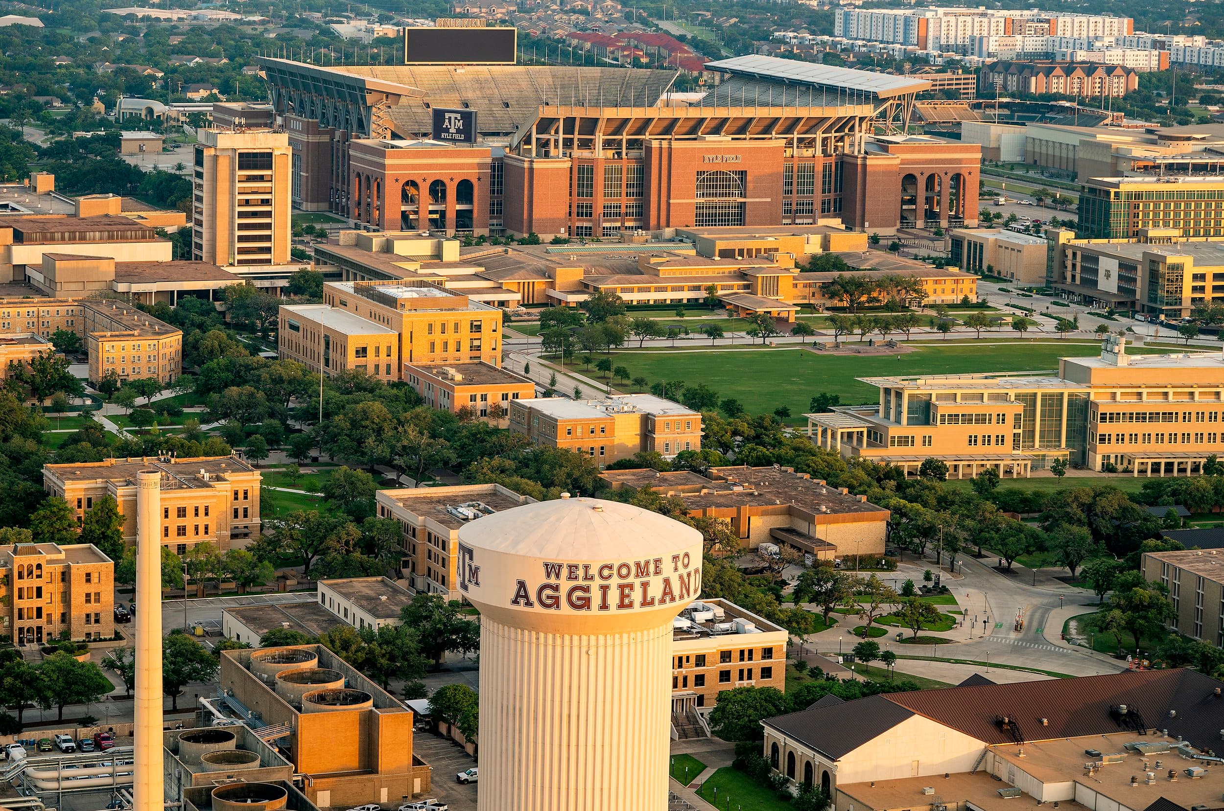 Aerial view of the Texas A&M University campus